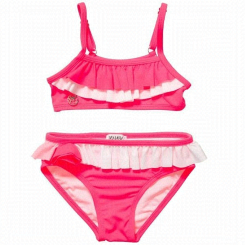 𝅺ARMANI JUNIOR Neon Pink Ruffle Trim Bikini